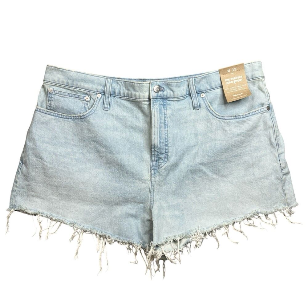 Madewell The Perfect Jean Cutoff Shorts Womens 38 Light Wash Denim Raw Hem